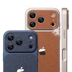 Capa De Couro Luxuosa Com Textura De Lichia Para iPhone 17 16 15 14 13 12 11 Pro Max Proteção De Lente Completa