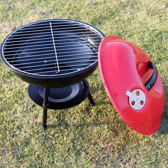 Churrasqueira redonda ao ar livre casa maçã churrasco chá carvão churrasqueira Rack chá grill inverno aquecimento grill