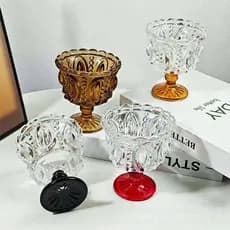 Nicho luz luxo Retro preto cristal sorvete taça de alto valor em relevo copo de sobremesa copo de bebida doméstica