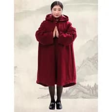 W inverno acolchoado roupas duplo engrossado removível lavável meditação manto meditação manto solto casaco monge roupas