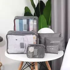 [Conjunto de 7 peças] Versão coreana Bolsa de armazenamento de viagem Conjunto de seis peças Bolsa organizadora de roupa