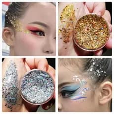 Penteado glitter líquido grande glitter palco maquiagem dança latina penteado prata ouro brilhante