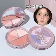 Valor de arte Little Bear Knight Tricolor Blush Palette Maquiagem Reparadora de alto brilho One Matte Multi-Purpose Roug