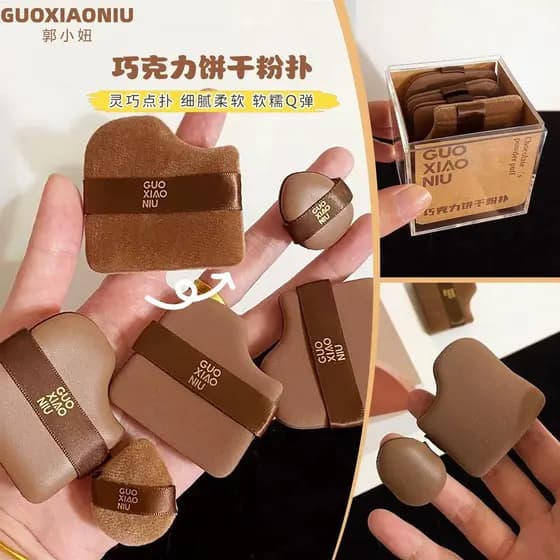 Guo Xiaoniu Chocolate Puff almofada de ar molhado seco dupla utilização Super macio não é fácil de comer base líquida fi