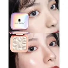 Paleta de contorno com destaque de gengibre piscante, um rosto, iluminador, bicho-da-seda, Blush, três em um, sombra, na