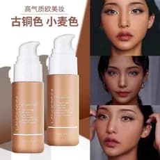 Langmani Bronze base líquida controle de óleo corretivo europeu americano maquiagem trigo cor embelezar preto bb creme a