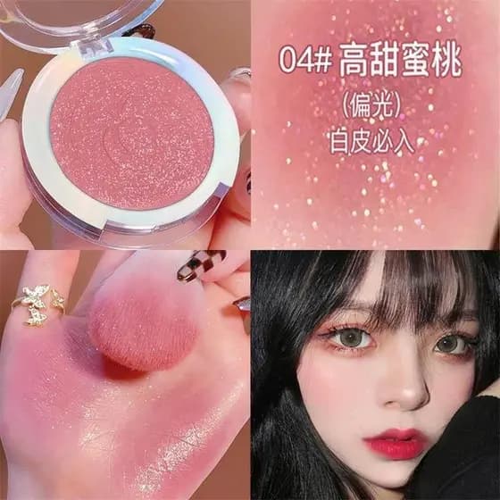 Genuíno Sweetheart Shimmer Blush Iluminador Segurando Maquiagem Desenvolvimento de Cores Luz Maquiagem Perolada com Pisc