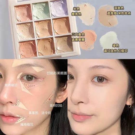 Paleta de corretivo de nove cores genuína cobre manchas marcas de Acne olheiras rasgo sulco serviço ilumina nariz sombra