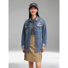 Super econômico autêntico feminino primavera outono Denim jaqueta capaz jeans jaqueta feminina na moda de comprimento mé
