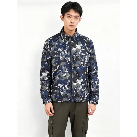 Outono gola alta ao ar livre jaqueta Casual masculina gola alta jaqueta de beisebol capaz JEANS camuflagem masculina à p