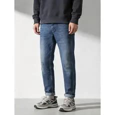 Tamanho pequeno capaz jeans primavera outono jeans masculino fino-ajuste pés pequenos Street Wear angustiado 3D fogão Ca