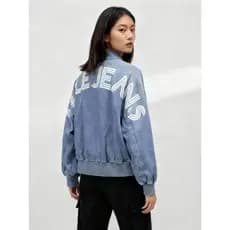 Ombro caído solto malha primavera outono jaqueta JEANS feminina capaz JEANS na moda zíper americano Retro jaqueta femini