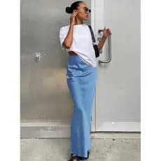 Saia Rabo De Peixe Com Cortina De Cetim Francês Feminino Drapeada