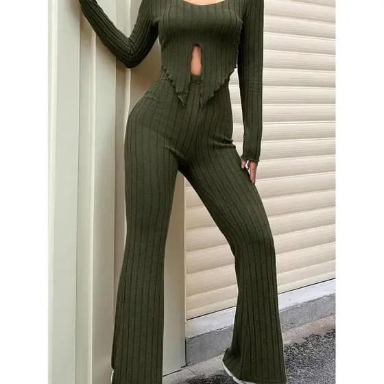 Conjunto De Calças micro Largas Femininas Alargadas top Feminino De Cor Sólida