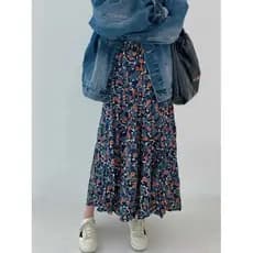 Saia floral Vintage De Cintura Alta Evasê Retrô
