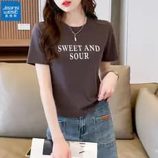 Zhenweisi camiseta curta feminina 2026 verão novo estilo mais magro olhar redução de idade camiseta pequena Casual All-M