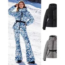 Jaqueta de algodão de esqui comércio exterior feminino outono inverno novo estilo multicolorido série esqui espartilho j