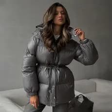 Jaqueta de algodão com capuz europeu americano inverno novo estilo jaqueta de algodão com cordão com capuz zíper confort
