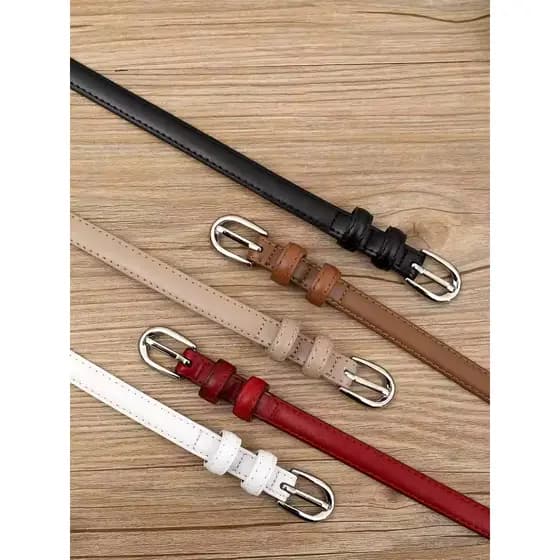 [Taxa de compra 100% + cinto fino Super bonito] feminino simples couro puro cinto estreito cinto feminino couro genuíno
