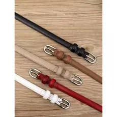 [Taxa de compra 100% + cinto fino Super bonito] feminino simples couro puro cinto estreito cinto feminino couro genuíno