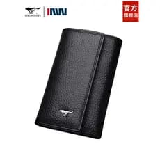 Qipi lobo chave caso de cartão de armazenamento dois-em-um masculino multifuncional pequeno couro grande capacidade saco