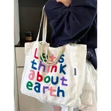 Carta bolsa de lona menina 2025 novo estilo grande capacidade saco de pano estudante escritório trabalhador bolsa de omb