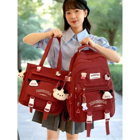Wine Red Schoolbag Junior High School Girls Alunos do ensino fundamental 2025 Novo estilo Bolsa Tutorial infantil Mochil