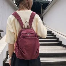 Versão coreana ins Retro lavado lona mochila feminina Muji cor sólida mochila estudante mochila de viagem feminino Mini