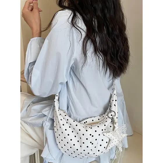 Estilo coreano Polka Dot bolsa de lona grande capacidade alça de ombro ajustável saco do mensageiro 2026 novo estilo Com