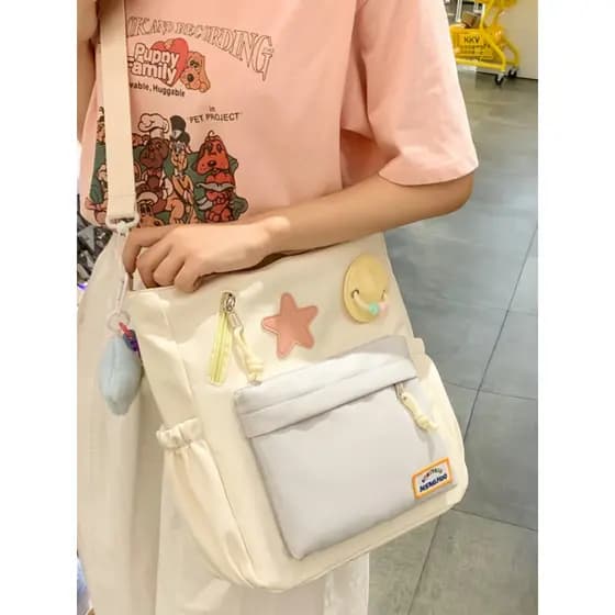 Versão coreana ins estudante classe saco estilo Preppy menina grande capacidade Commuter bolsa de ombro simples Casual s