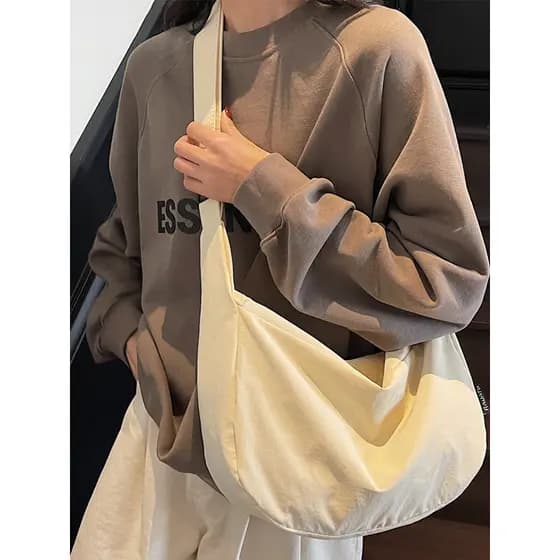 Bolsa de lona de cor sólida feminina Casual bolsa mensageiro de grande capacidade masculina feminina simples moda estuda