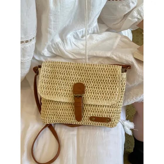 Bolsa de tecido de verão feminina 2026 novo estilo tendência da moda de um ombro pequeno quadrado saco estilo férias pal