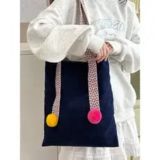 Bolsa de pano de um ombro feita à mão pura com cinta de bola colorida