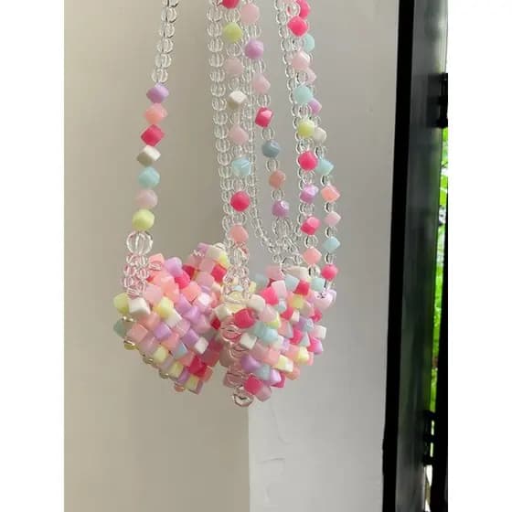 Nova cor contas pequeno saco amor frisado saco bebê menina Mini Diagonal saco doces bolsa tecido