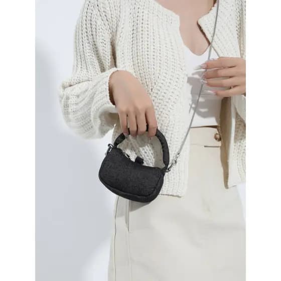 Influencer Denim saco feminino 2026 novo estilo moda diamante bordado linha bolsa de ombro nicho corrente saco do mensag