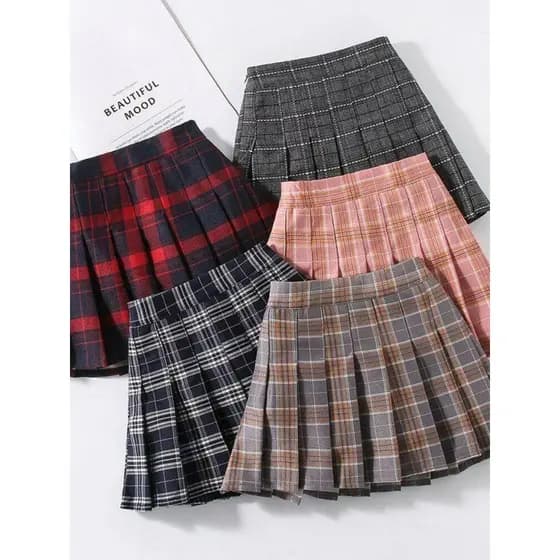 Estilo Preppy meninas saia plissada médio grande crianças saia outono inverno crianças JK xadrez saia curta terno qualid