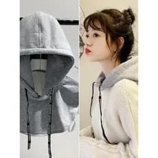 Gola falsa feminina gola All-Match High-End combinando moletom chapéu tamanho grande colete Casual outono inverno F