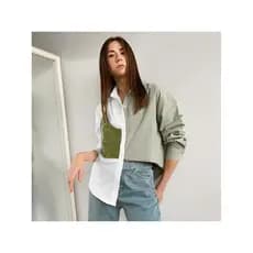 2024 cores camisa Commuter feminino europeu americano novo estilo couro do plutônio falso de duas peças de manga comprid