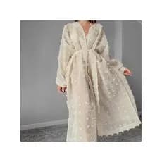 2024 primavera verão novo estilo Jacquard gaze saia elegante temperamento saia longa ligeiramente transparente rosa femi