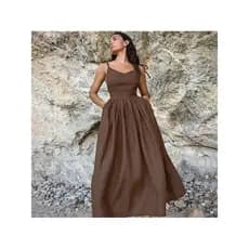 2024 Design vazio estilingue vestido primavera verão novo estilo venda quente sem mangas magro-ajuste saia longa roupas