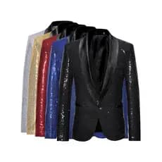 Homens roupas desempenho terno dourado jaqueta anfitrião boate DJ roupas foto estúdio terno masculino 2024