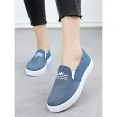 Sapatos femininos únicos sapatos planos confortáveis moda Denim sapatos de lona casuais de sola grossa deslizamento em s