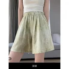 Estilo chinês Tie-Dye Shorts de seda gelo verão estilo fino 2026 cintura alta novo estilo mais magro olhar solto calças