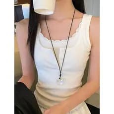 Moda de duas peças renda camisola Base de verão fino-ajuste novo estilo mais magro olhar quente menina renda curta sem c