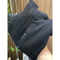 Finalmente, finalmente, encontre você ~!Preto em torno do pescoço lantejoulas ligeiramente transparente único Breasted m