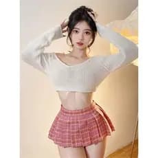 Saia plissada feminina Mini calças de segurança sem forro saia estudante estilo japonês borda-fricção feminino Pla
