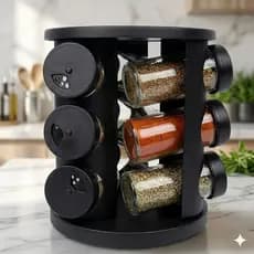 Jogo de Porta Condimentos Giratório Redondo Com 9 Frascos Vidro Temperos Cozinha Organização Prática