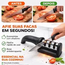 Afiador Amolador de Facas Tesouras Profissional Em Aço Inox 3 Estágios Premium