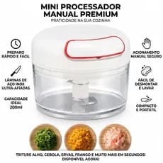Mini Processador Triturador Manual 200ml Lâminas Afiadas