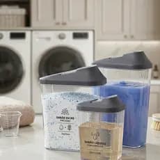Conjunto Organizador De Cozinha Acrílico 3 Potes Porta Mantimentos Dispensa Multiuso